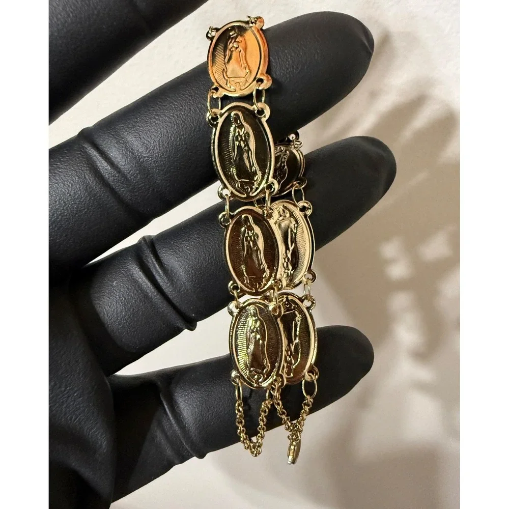 virgan mary bracelet 14k gold filled 11mm 8 inch lobster clasp